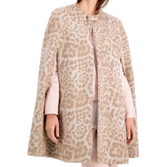 NEW Macy’s INC International Concepts Cleo Cheetah-print Cape Shawl Overcoat - Picture 1 of 8